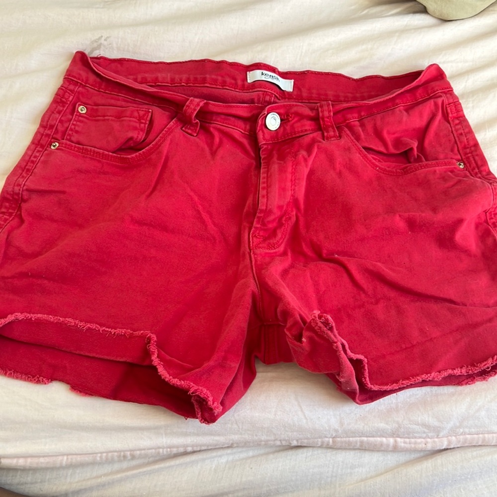 Red Kenzie Jean Shorts